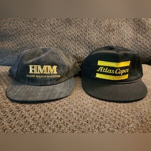 Vintage Deadstock HMM and Atlas Copco Black and Gray Caps